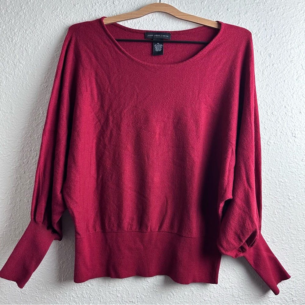 Joan Vass Rich Red Knit Top XL